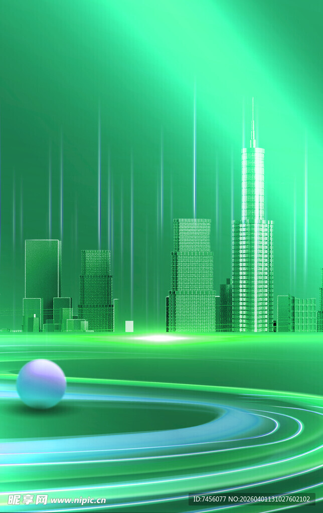 绿光环绕的科技风场景