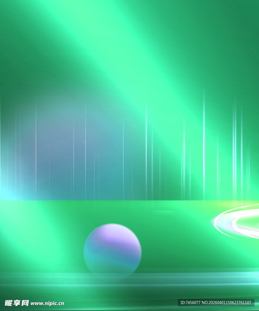 梦幻绿光中的紫色球体