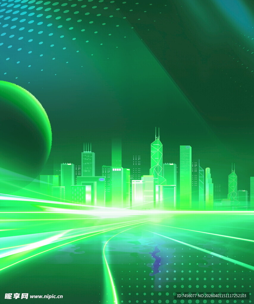 未来都市绿光科技景观