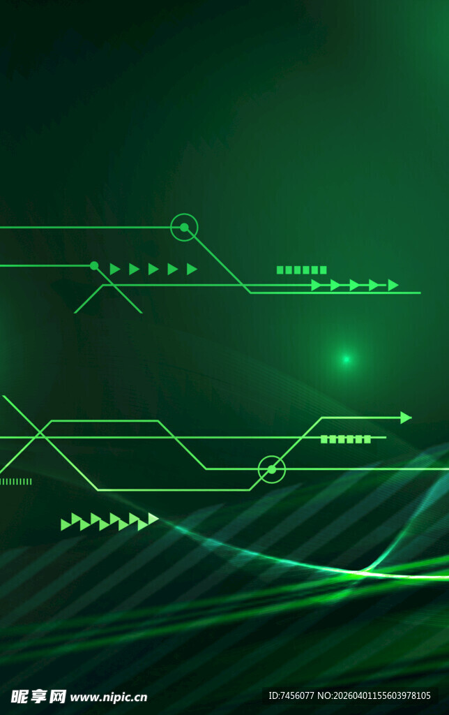 科技感绿色线条抽象背景图