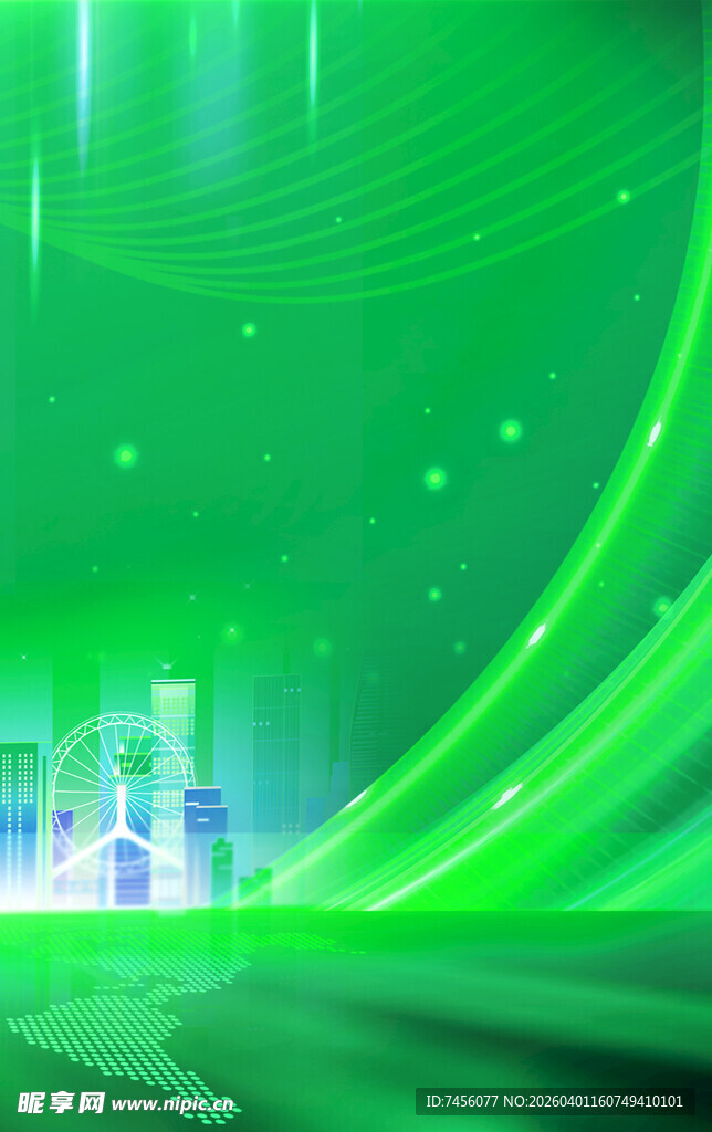 梦幻绿色科技感背景画面