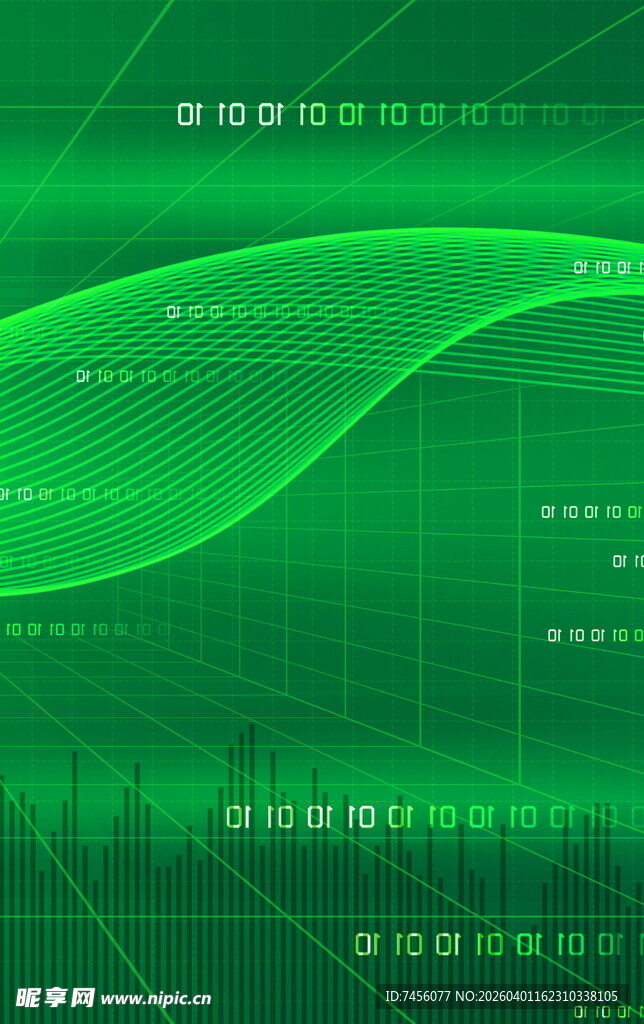 绿色科技动感线条背景图