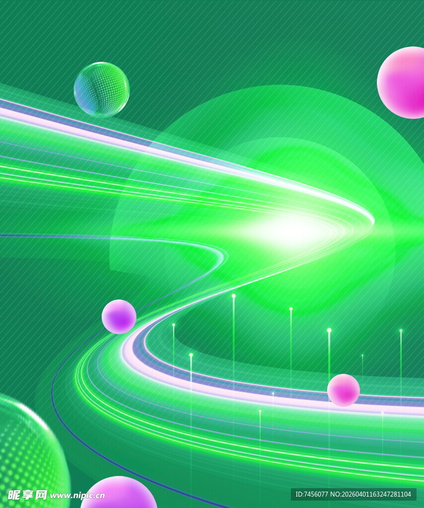 梦幻绿色科技动感线条画面