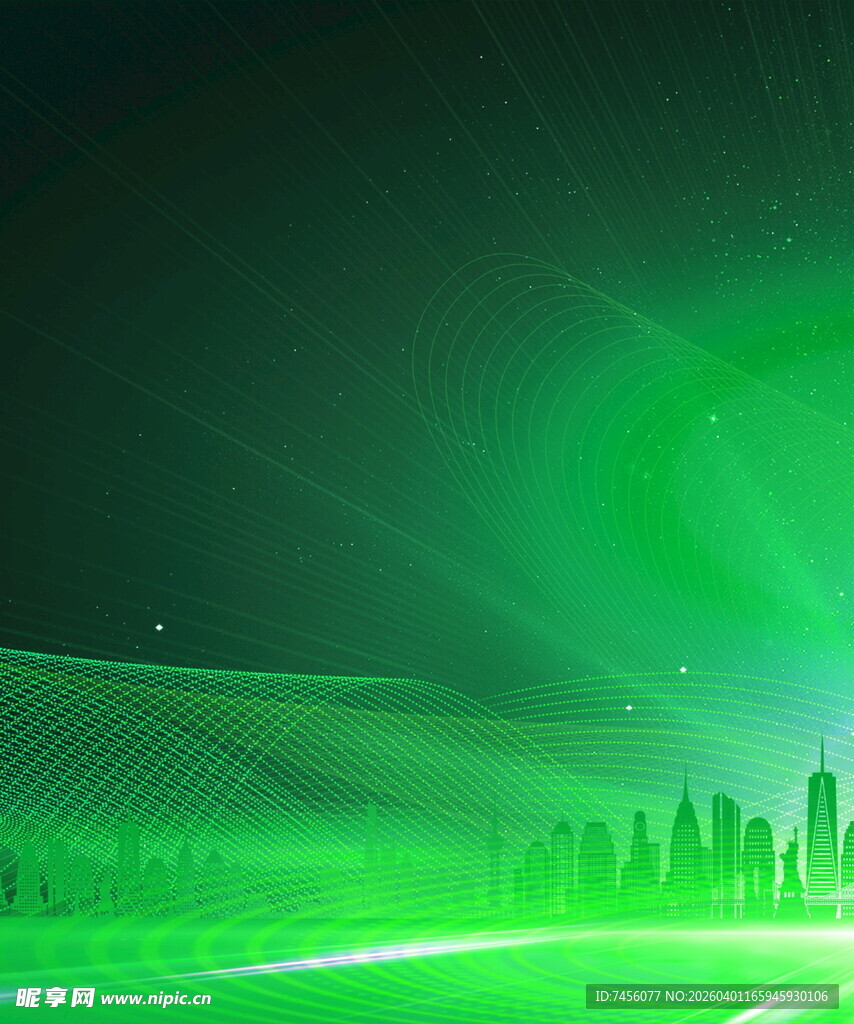 绿色科技城市夜景背景图