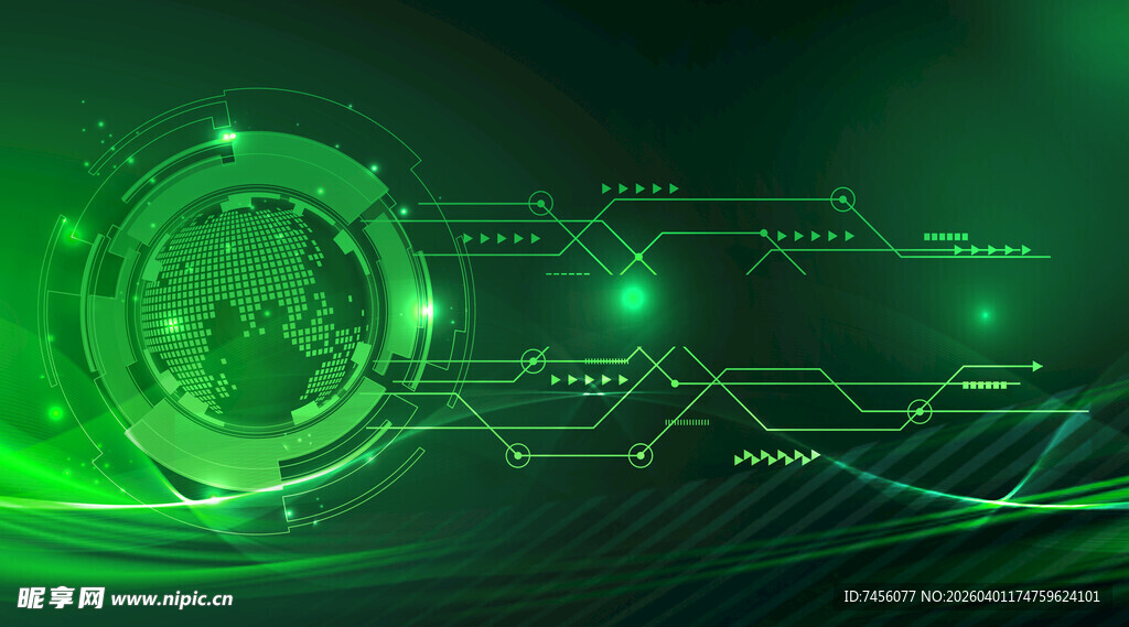 科技感绿色未来数字界面