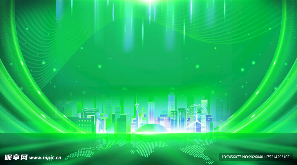 绿色梦幻舞台背景效果