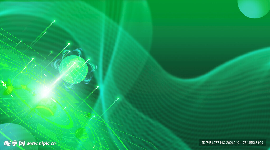 梦幻绿色动感线条背景