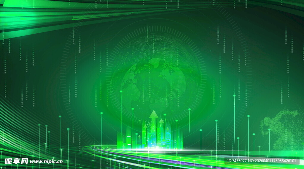 梦幻绿光未来城市景观