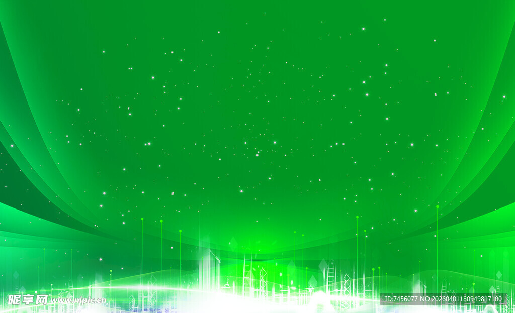 梦幻绿色星空幕布背景