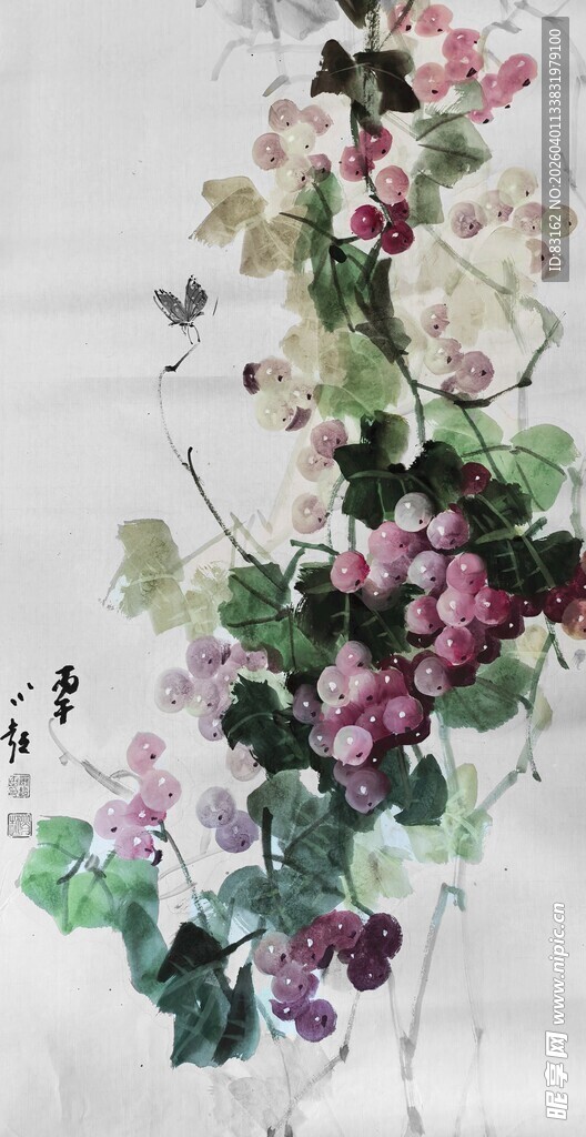 水墨葡萄图
