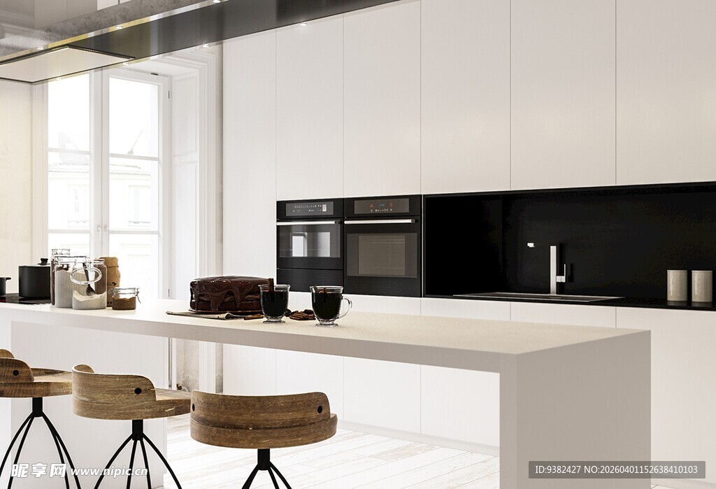 现代简约风厨房吧台场景
