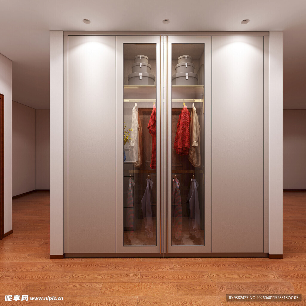 现代简约风格的玻璃衣柜