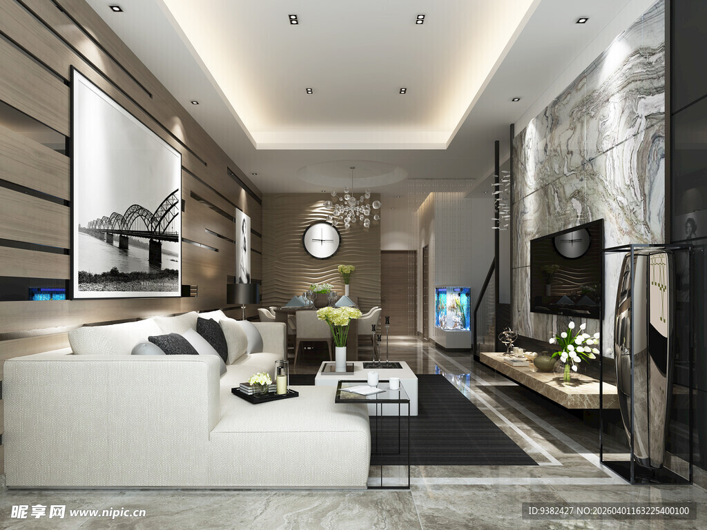 现代简约风豪华客厅空间