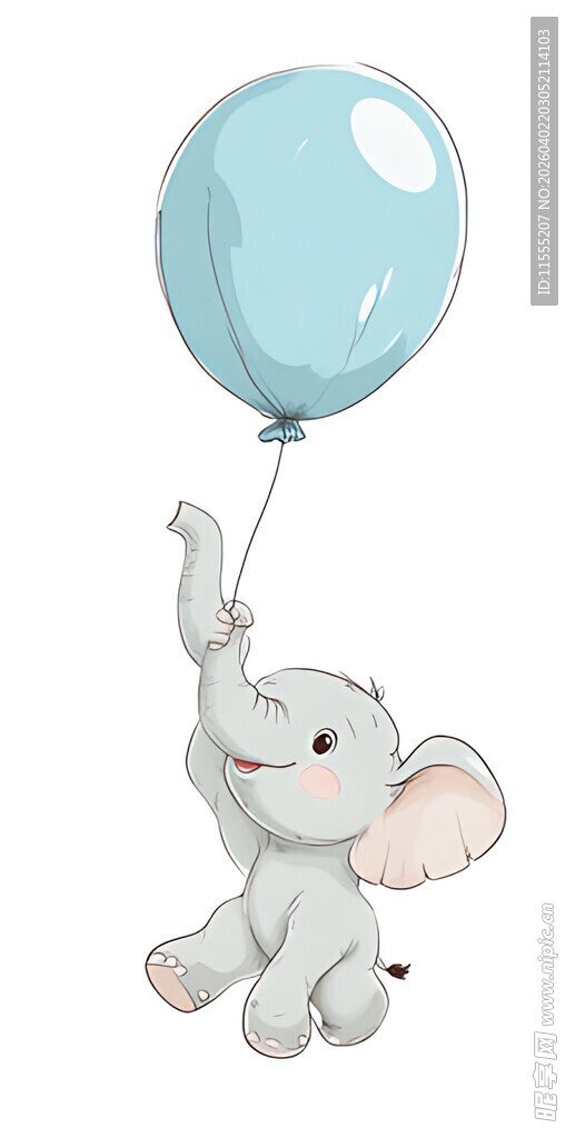 小象牵气球的可爱插画
