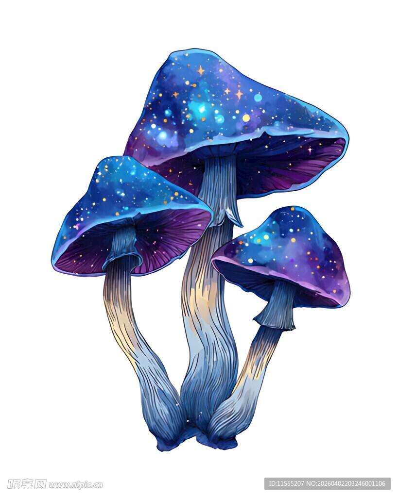 梦幻星空蘑菇插画