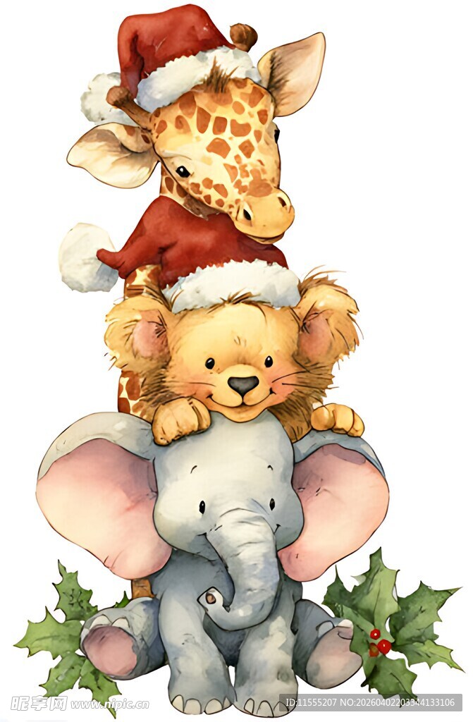 圣诞动物叠罗汉