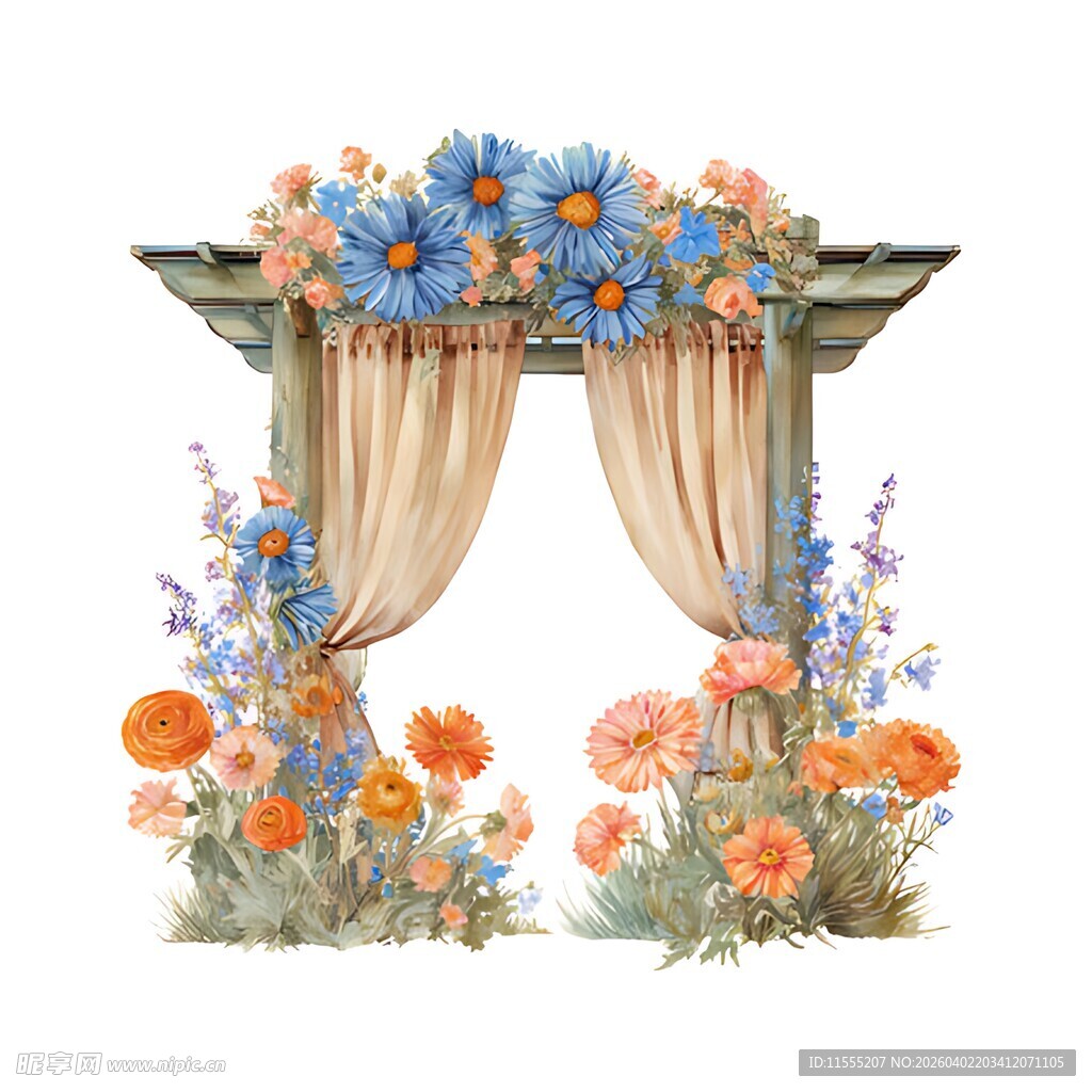 花卉装饰的浪漫拱门