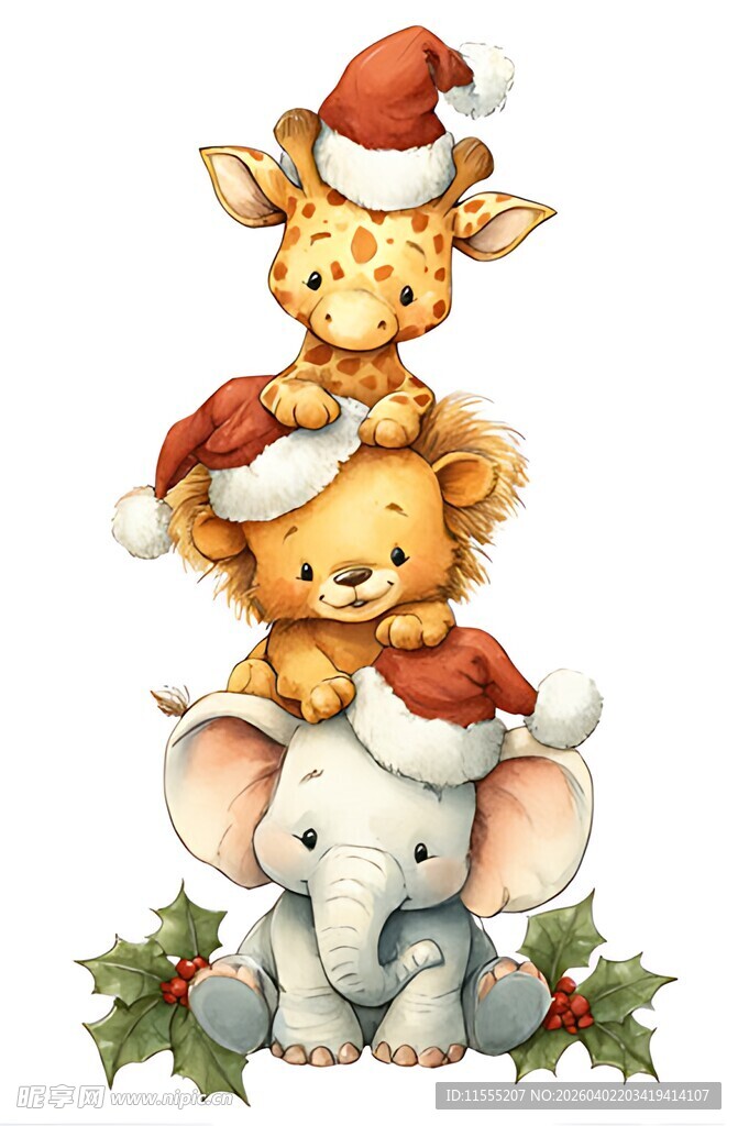 圣诞小动物叠罗汉