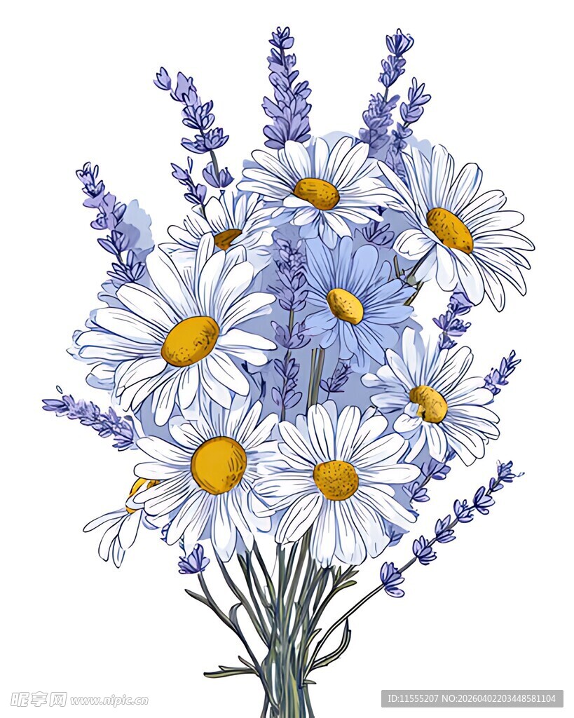 雏菊与薰衣草插花组合