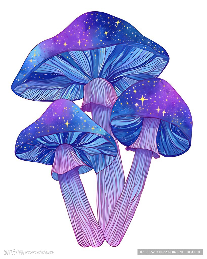 梦幻星空蘑菇插画