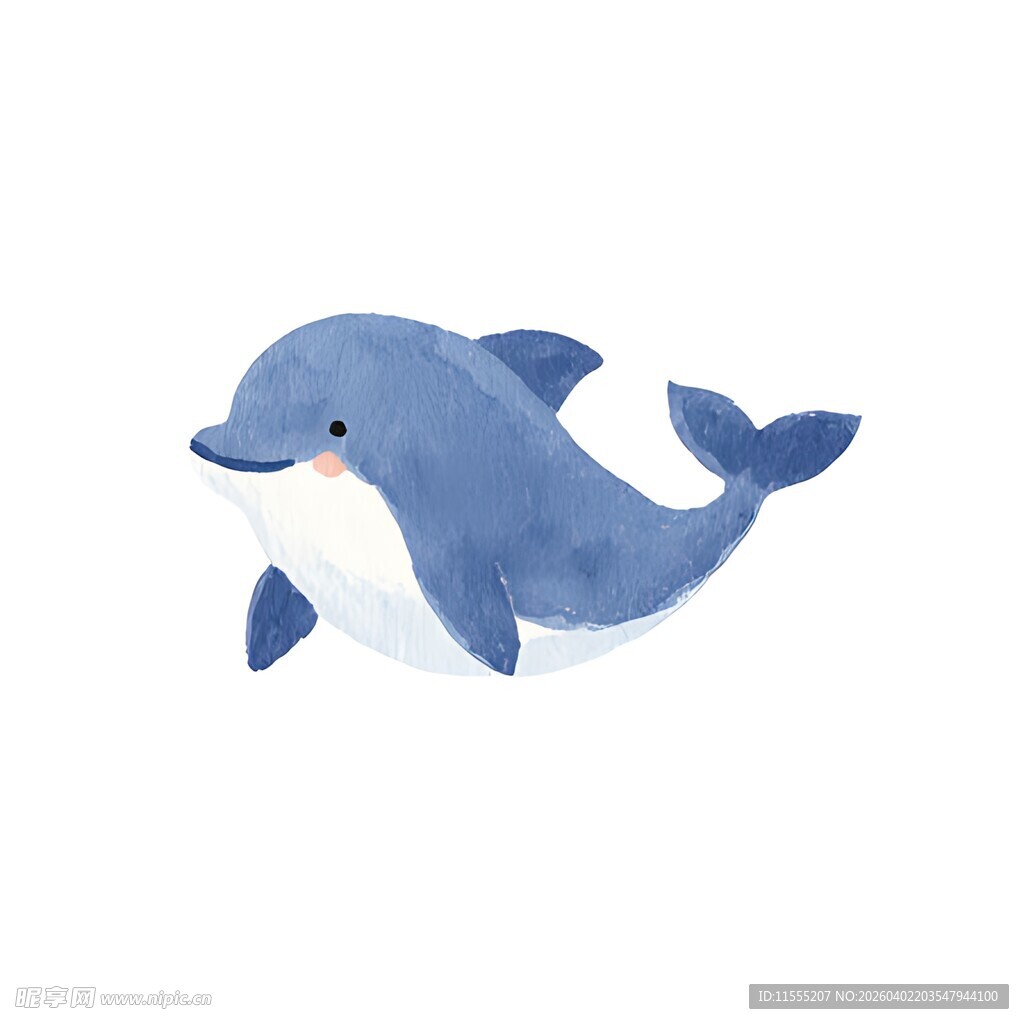 可爱蓝色海豚插画