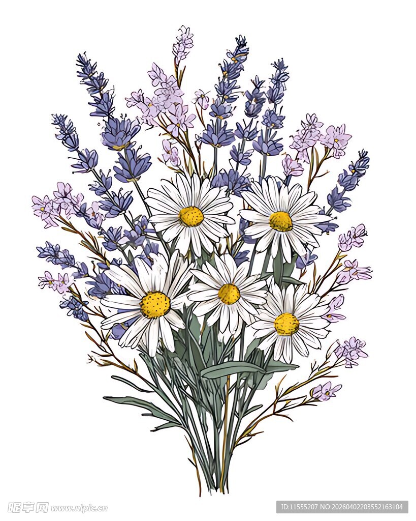 薰衣草雏菊清新花束