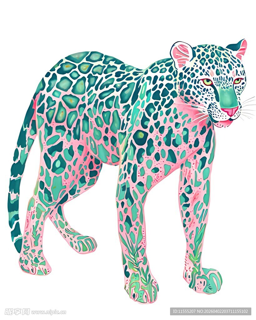 彩色斑点豹子插画