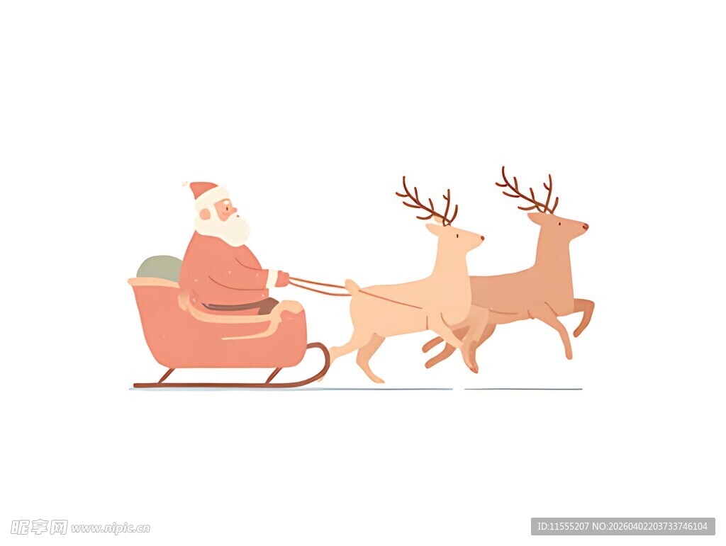 圣诞老人坐驯鹿雪橇