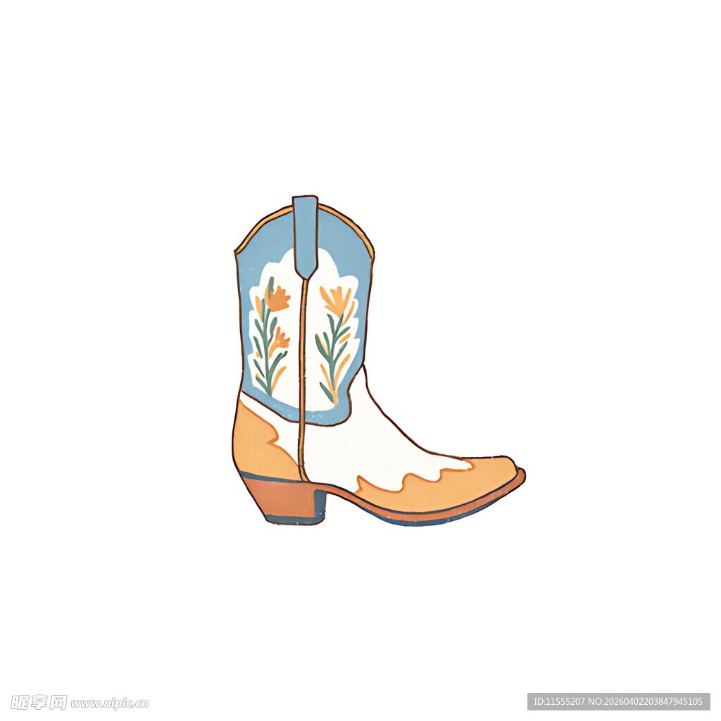 西部风格牛仔靴插画