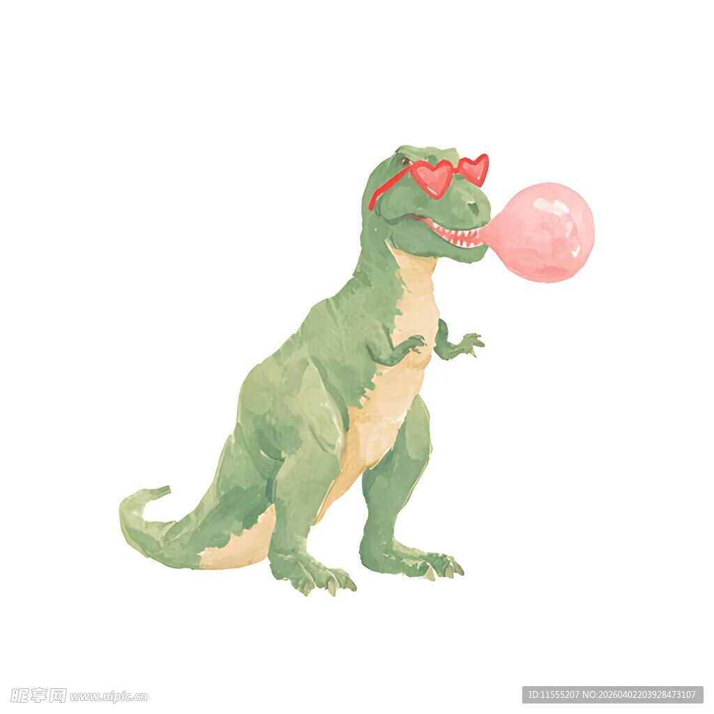 恐龙吹泡泡插画