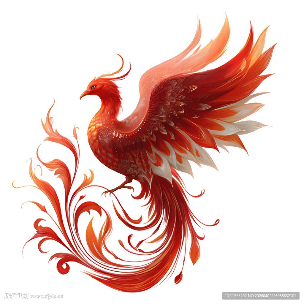 华丽红凤凰插画