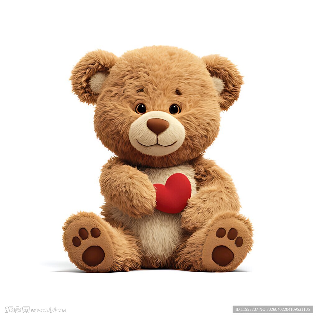 抱红心的可爱泰迪熊
