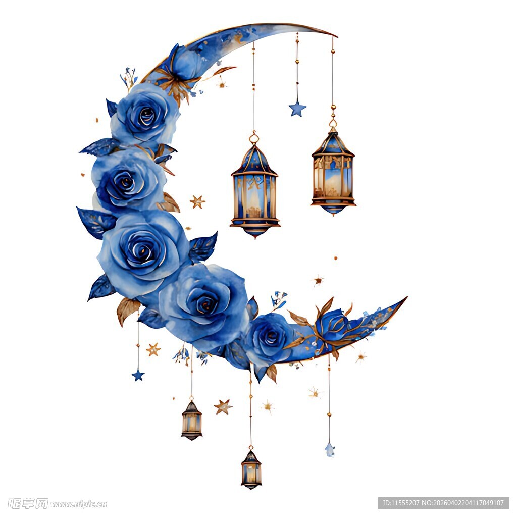 蓝玫瑰月牙挂饰