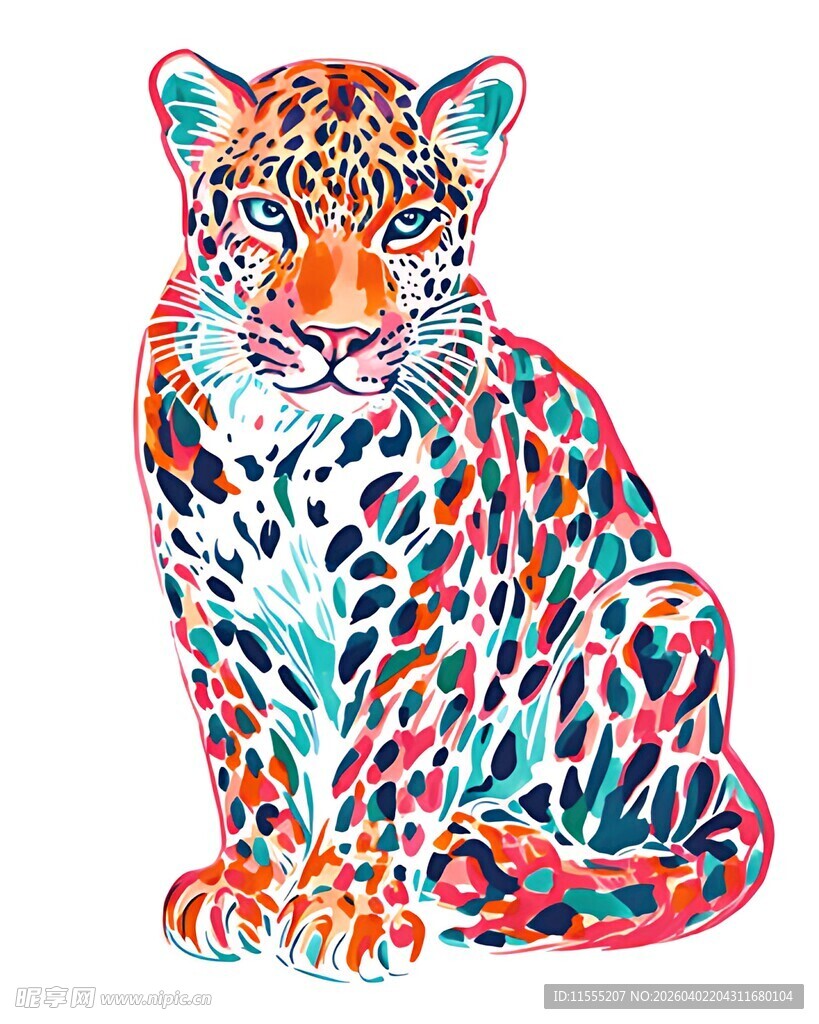 彩色豹图案插画