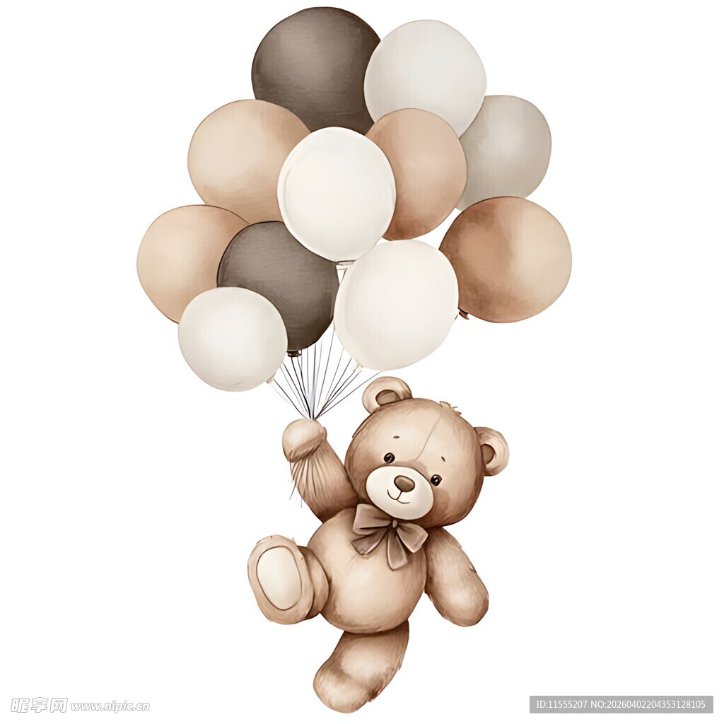 小熊牵气球梦幻童趣画面