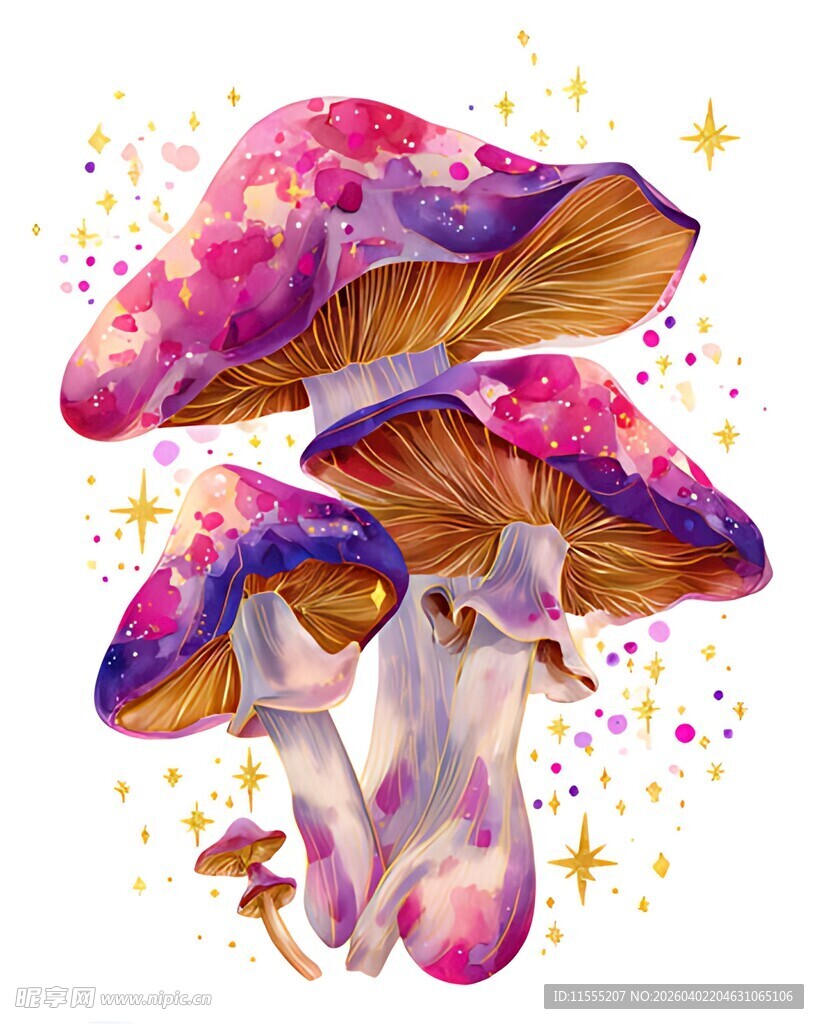 梦幻炫彩蘑菇插画