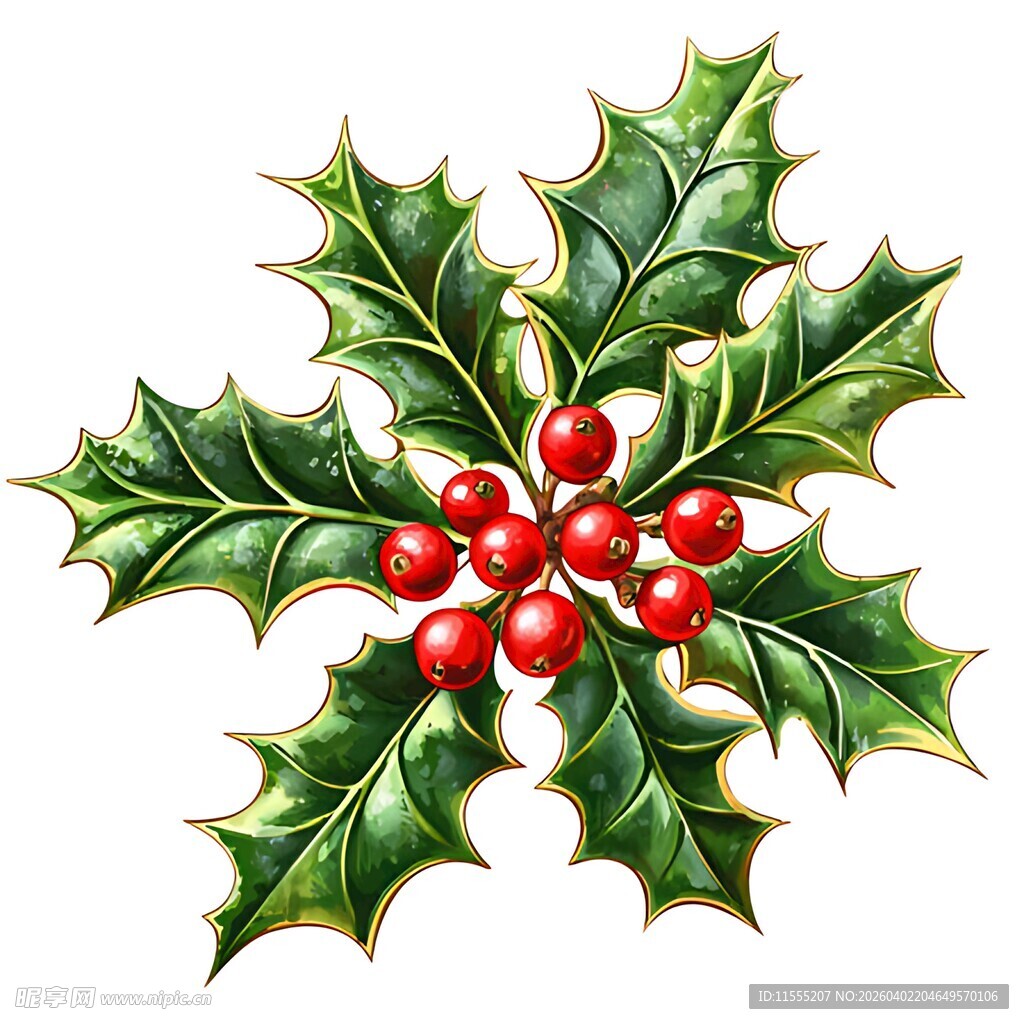 冬青浆果装饰图案