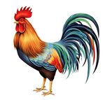 色彩绚丽的公鸡插画