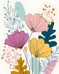 多彩花卉插画图案