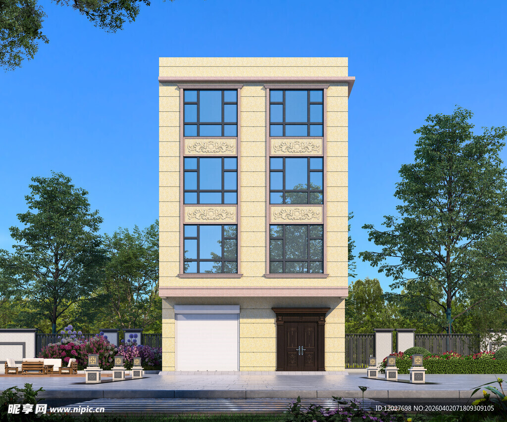 四层现代欧式风格建筑效果图设计