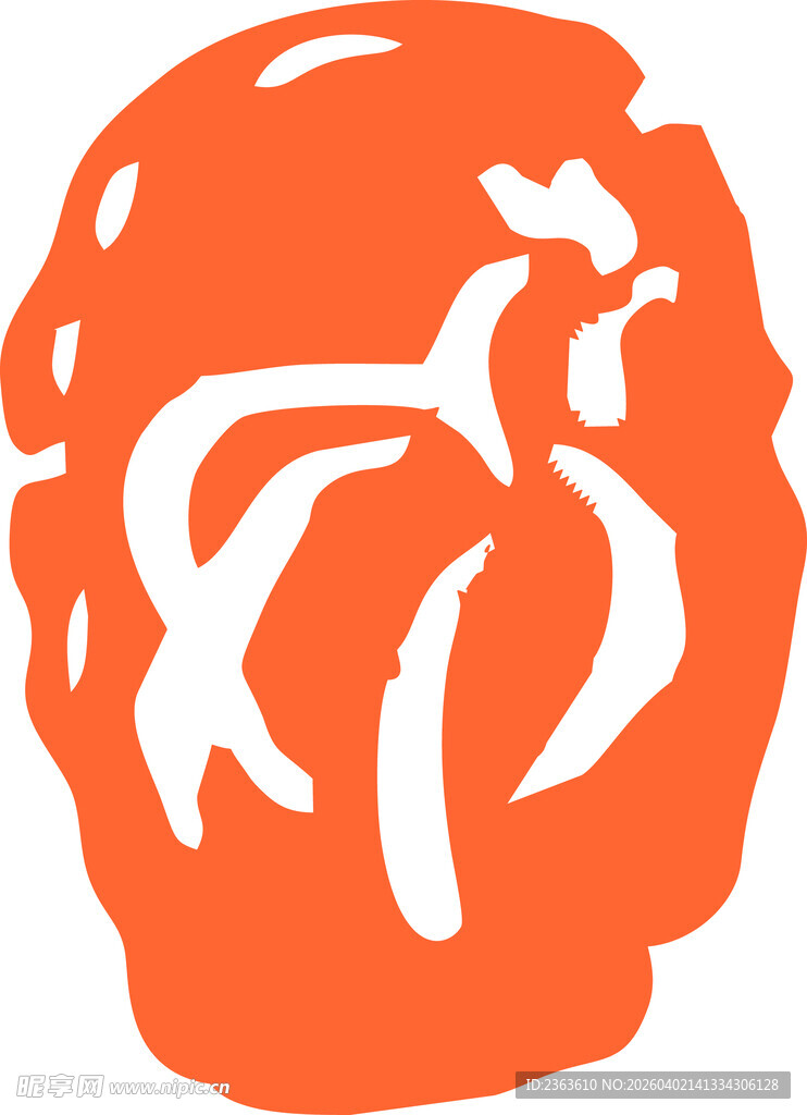 橙色抽象人形图案