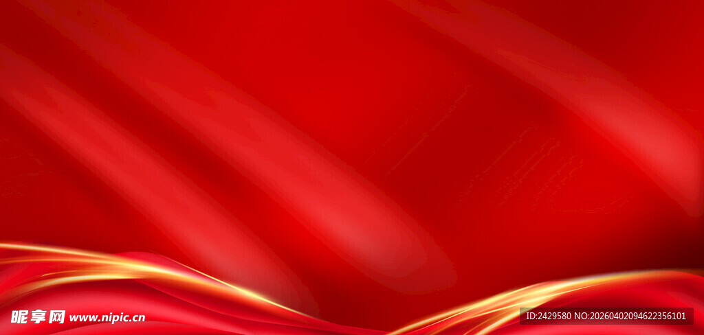 红色飘带红色大气背景_