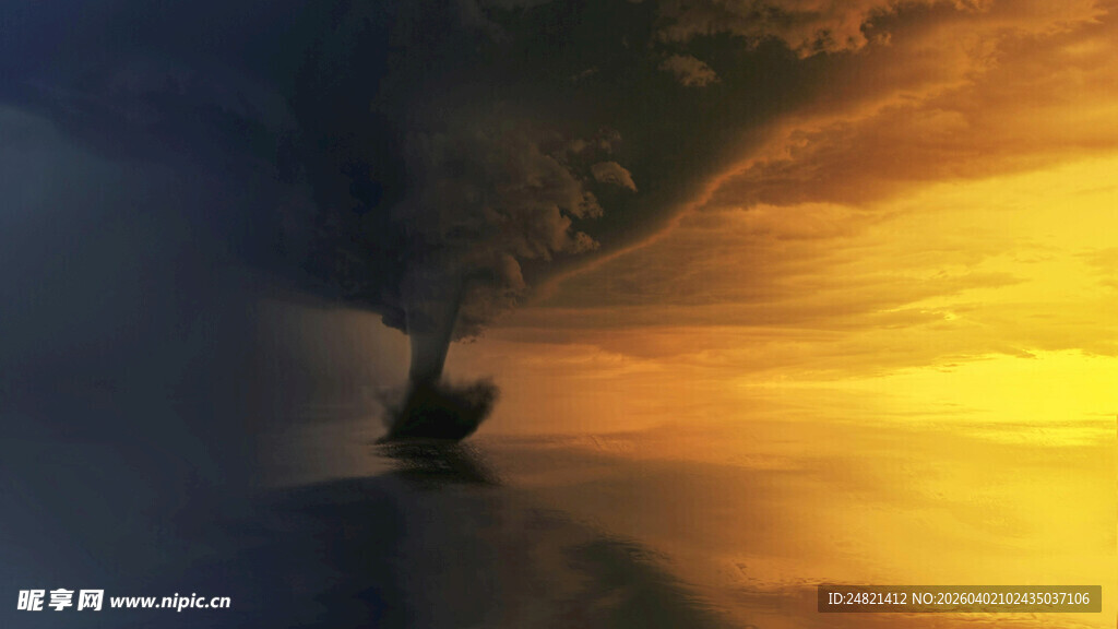 孤舟泛于黄昏波光海面