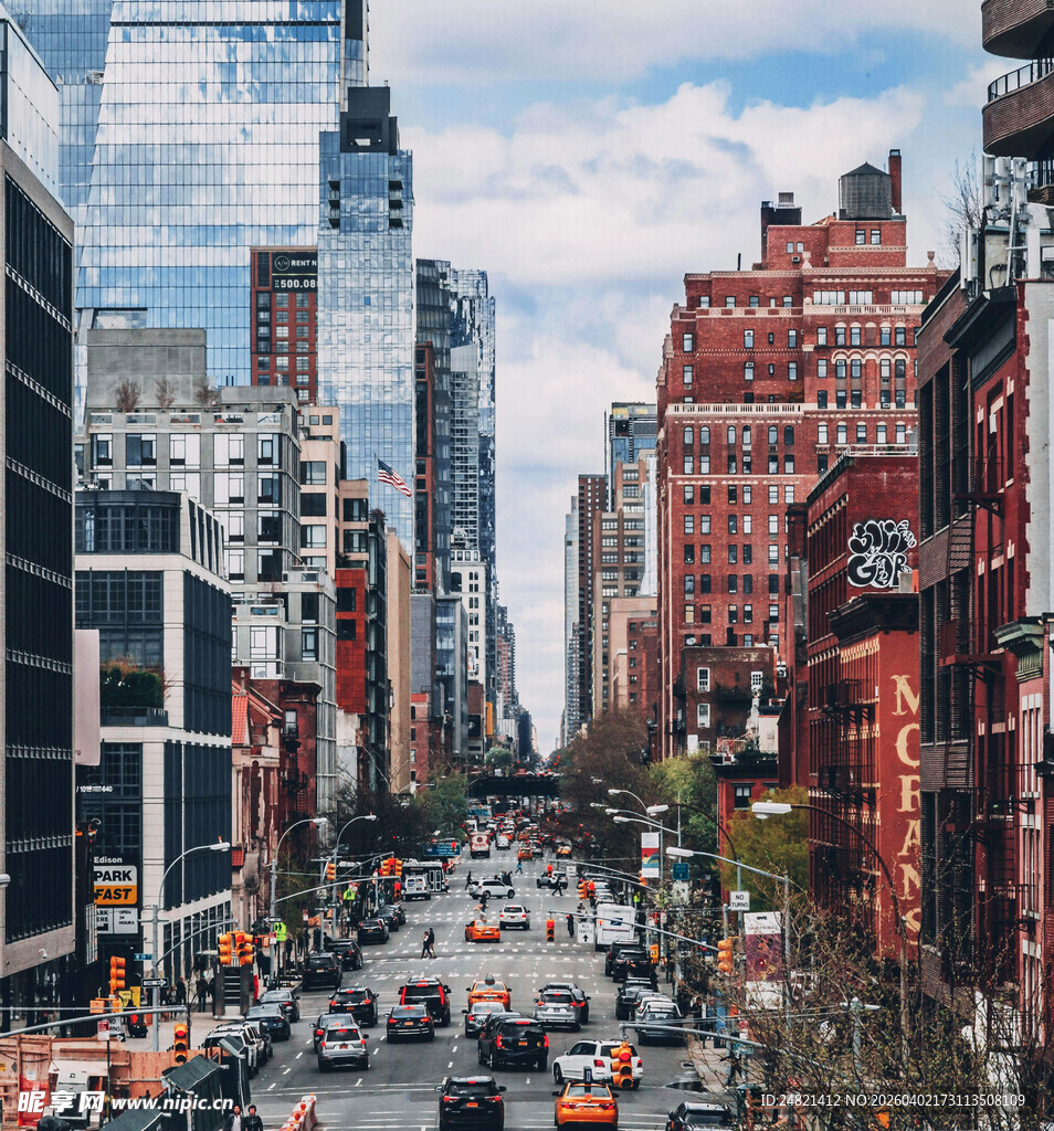 纽约城市繁华街道景象
