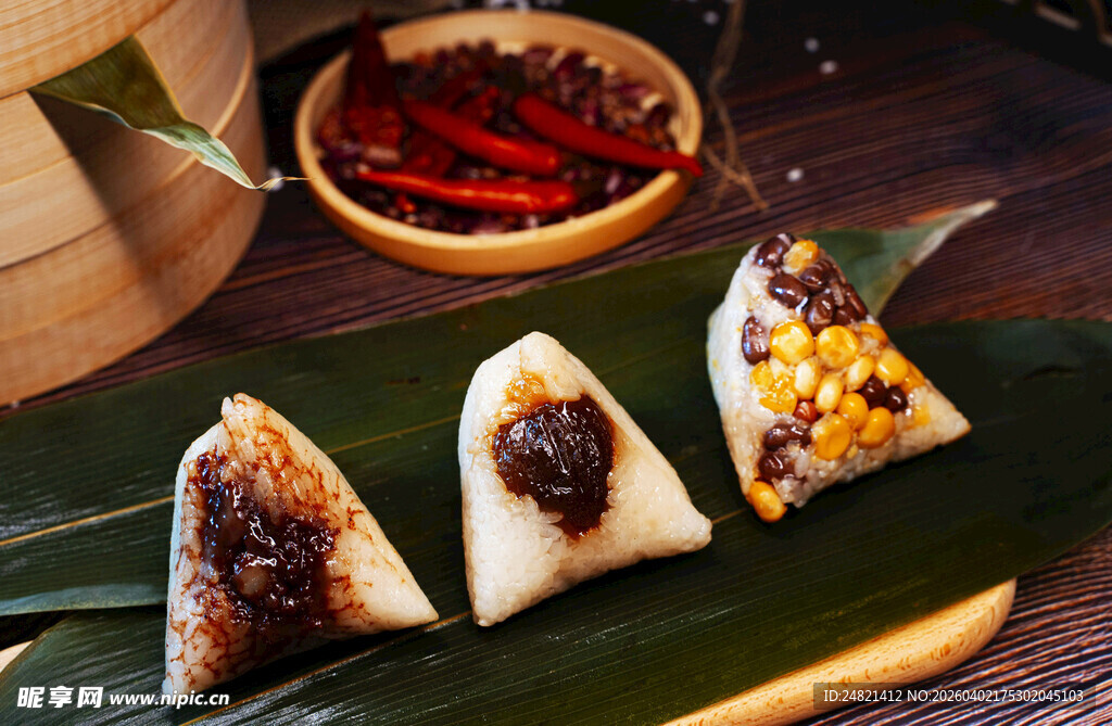 多样美味粽子展示