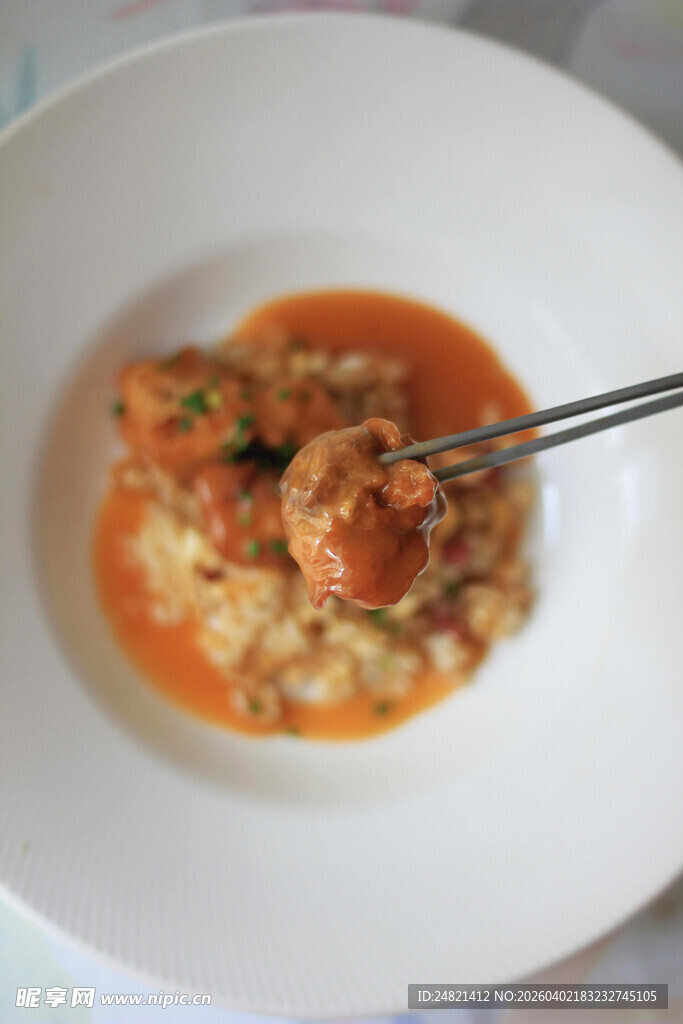 虾仁烩饭美食特写