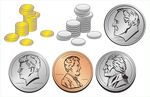 多样硬币展示财富小象征