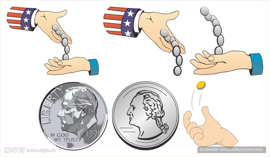 手与硬币相关的互动场景