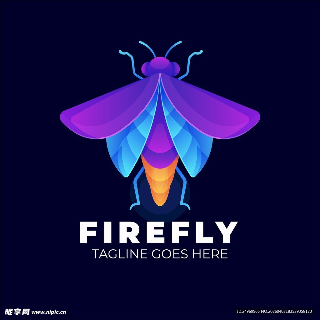 多彩萤火虫标志设计