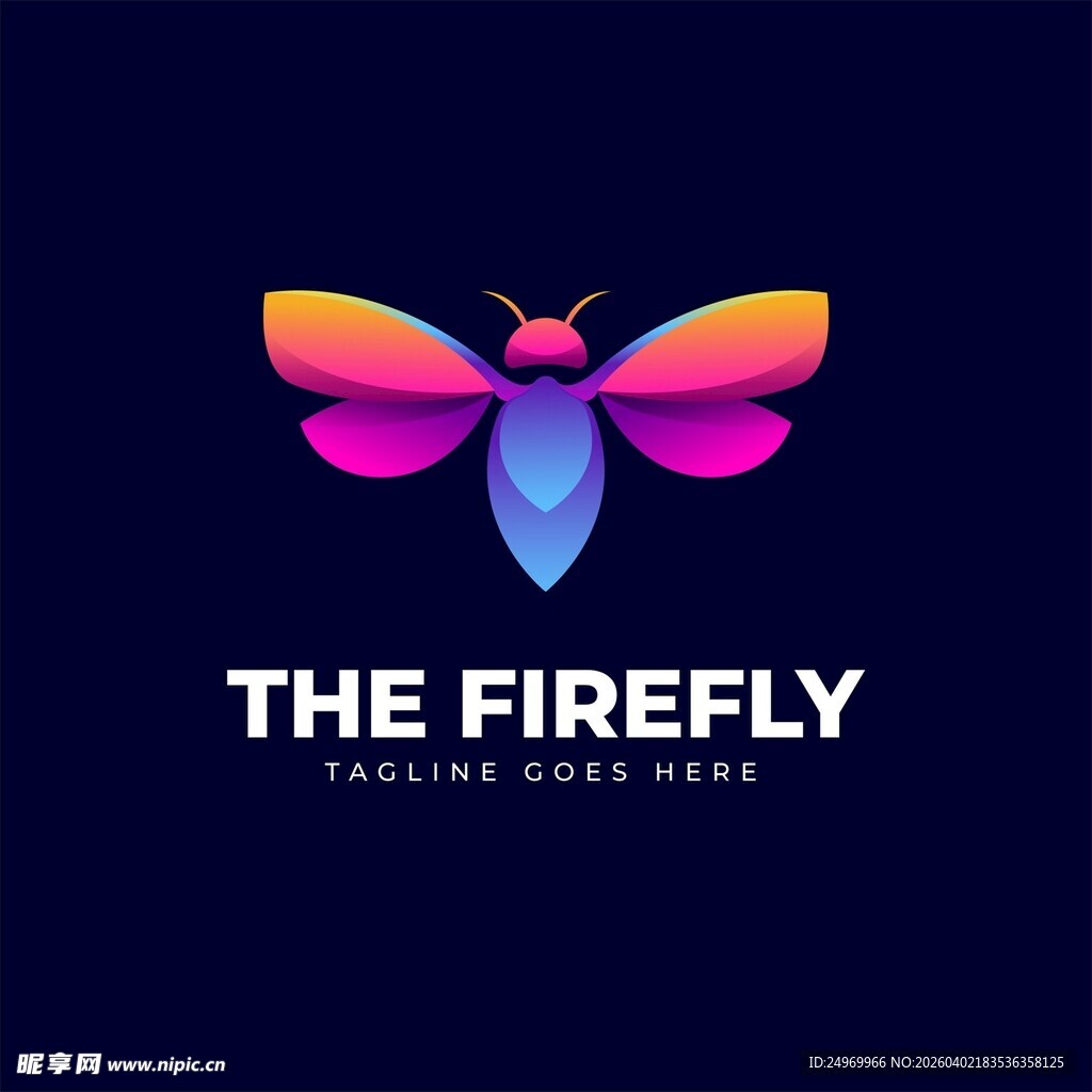 多彩萤火虫矢量标志设计